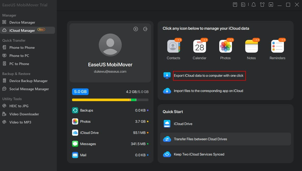 Export data to a computer with one click