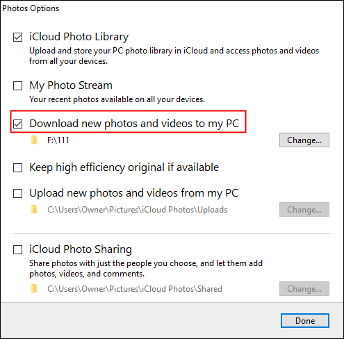 Transfer photos from iCloud to hard drive using iCloud for Windows App