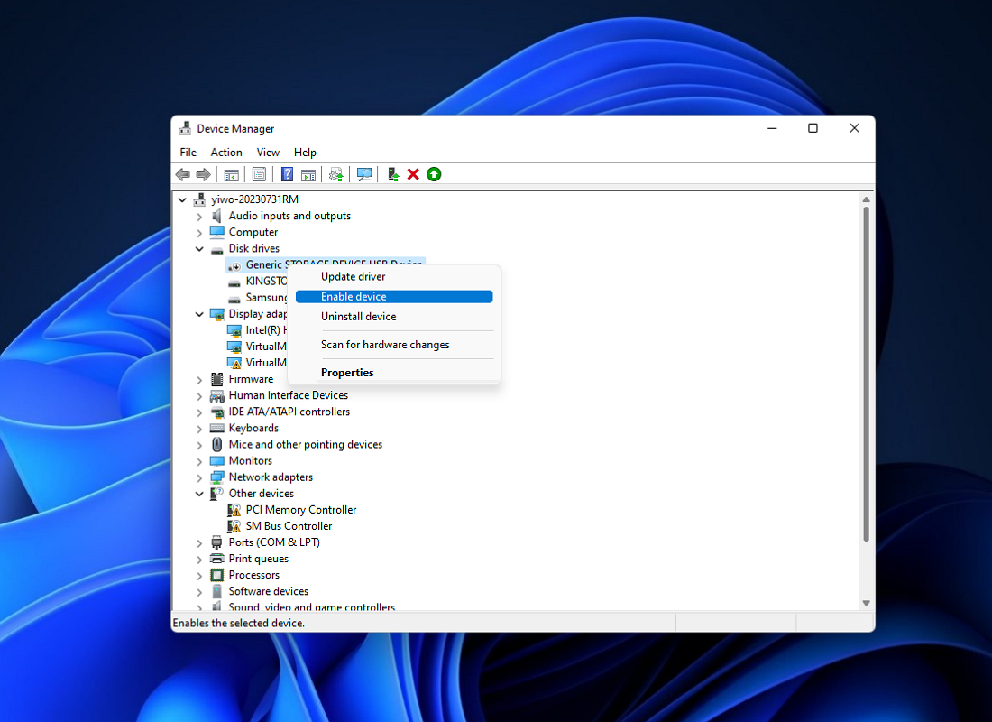 Update drive to repair corrupted USB 